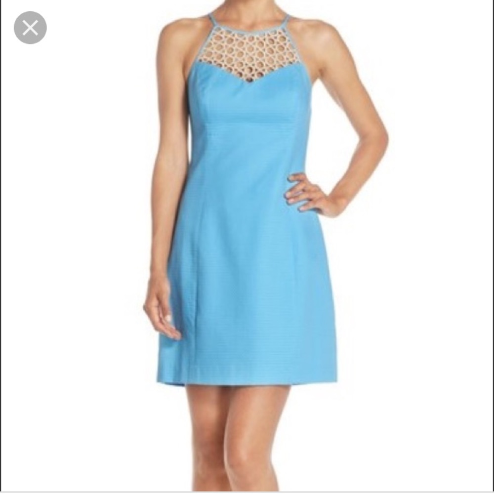 Lilly Pulitzer Larina seaspray blue gold lace